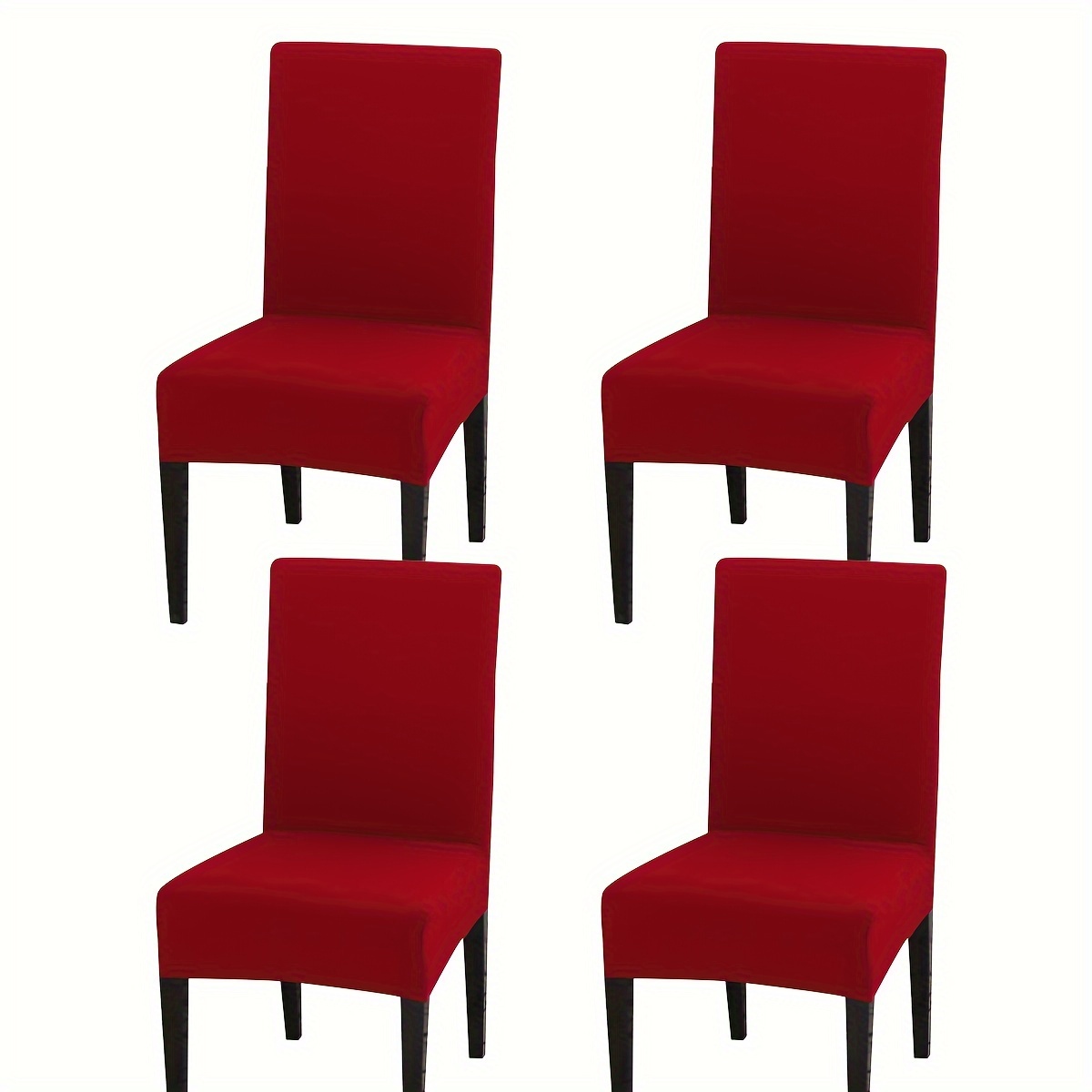 Image of 4/6pcs Solid Color Chair Cover Furniture Protector Chair Slipcover Home Decoration Living Room Kitchen Dining Room