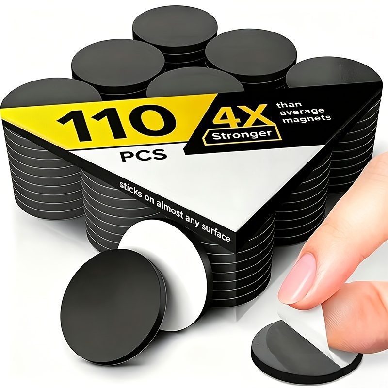TEMU 110pcs Self-adhesive Round Magnets, Flexible Magnetic Stickers, For Photos And Office Use, Whiteboard And Blackboard Magnets With Adhesive