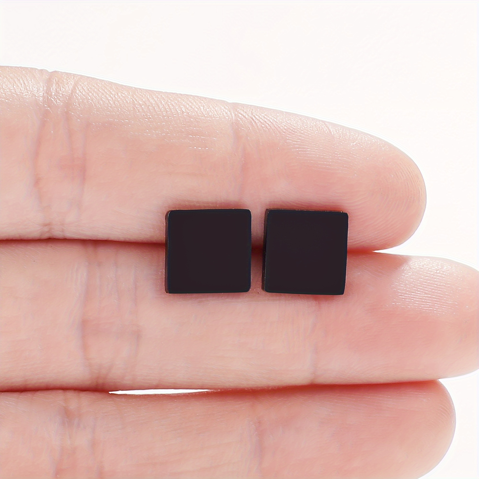 1 Pair Of 2pcs Stainless Steel Hypoallergenic Square Women's Stud Earrings