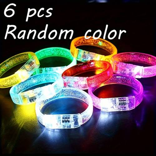 6 12pcs led light up bracelets vibrant random colors ideal for concerts nightclubs parties birthdays and carnivals bright party additions bracelets dark party supplies halloween christmas and party decorations