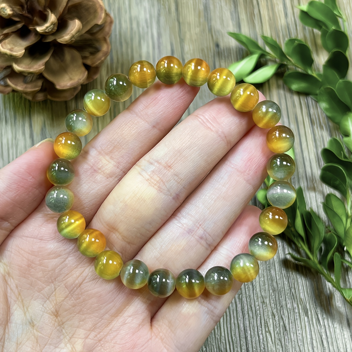 Image of A Bracelet Featuring A Gradient Natural Stone, Designed In A Bohemian Style For Women. This 8mm Jewelry Piece Makes A Perfect Gift For Valentine's Day, Mother's Day, Birthdays, And Other