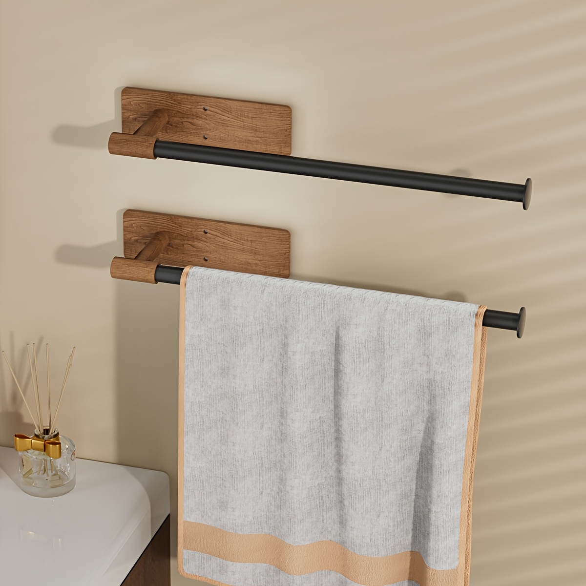 1pc tissue and towel holder wall mount plastic and iron storage rack for bathroom and kitchen self     and storage accessories Product details 5