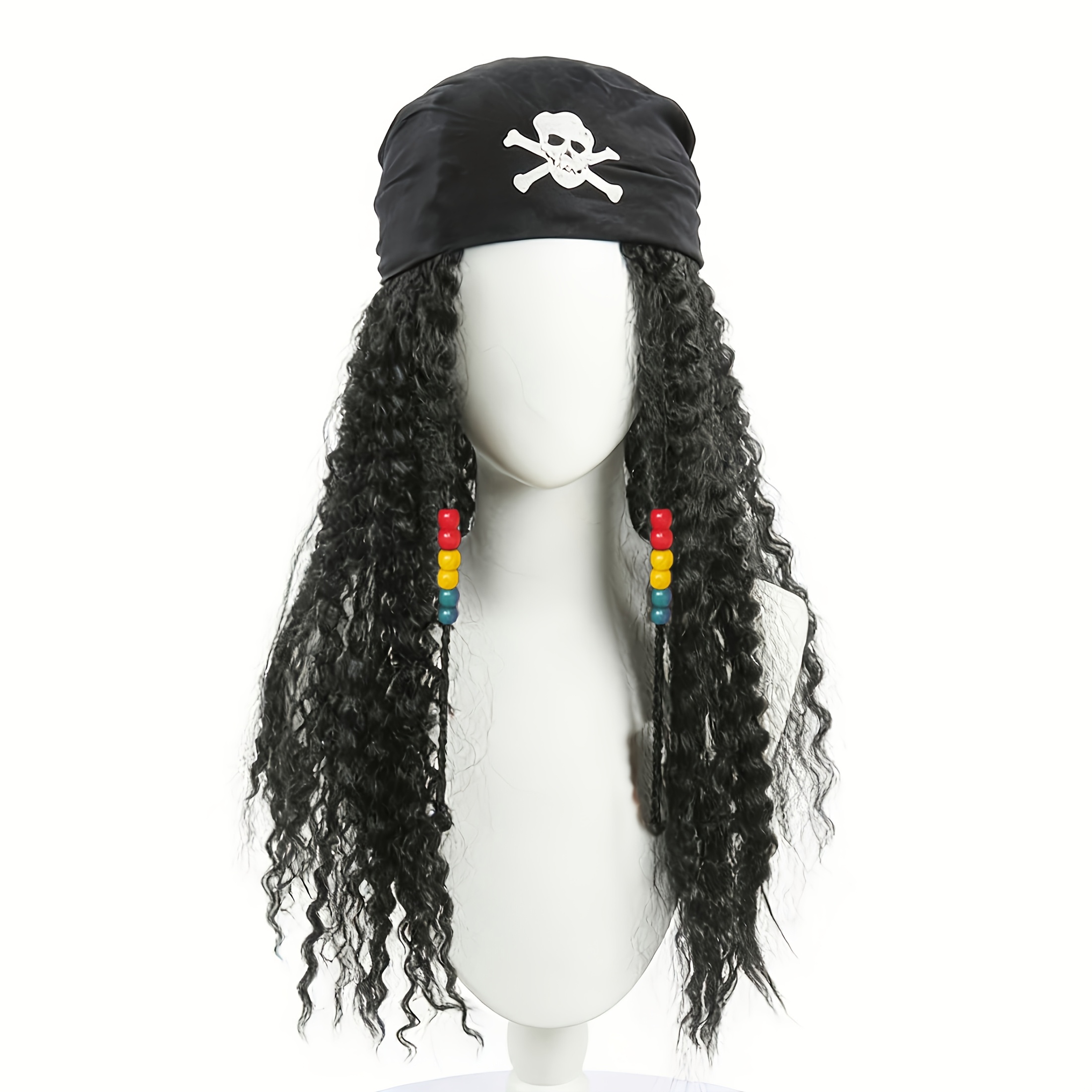 mens wig headband cosplay wig hat pirate costume wig set