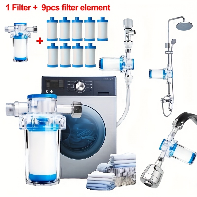 E-shop 1 Filter + 9 Stück Filterelemente/6 Stück PP-Baumwollkartuschen, transparente PP-Kartuschen-Vorfilter, nicht-elektrischer Wasserfilter für
