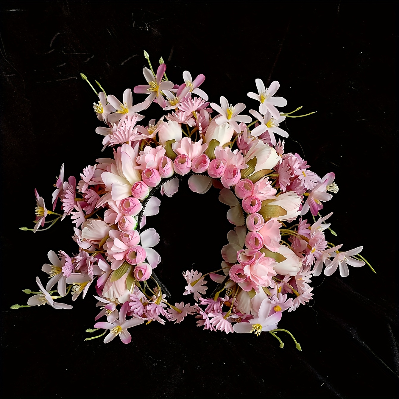 Image of 1pc Elegant Fairy-themed Floral Hairband For Women, Hanfu-style Artificial Flower Hairpin, Wedding Bride Accessory, Gift, Photography Prop