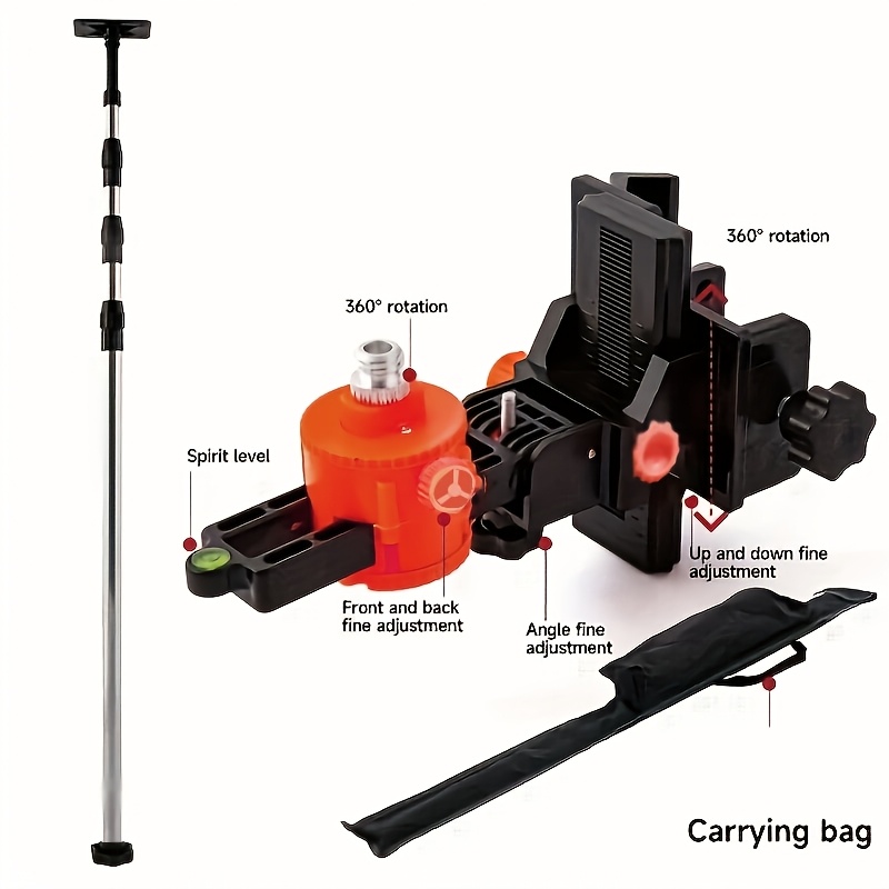 11 48ft 3 5m leveling rod with adjustable extension pole compatible with any leveling instrument   all accessories made of durable stainless steel   and reliable Product details 0