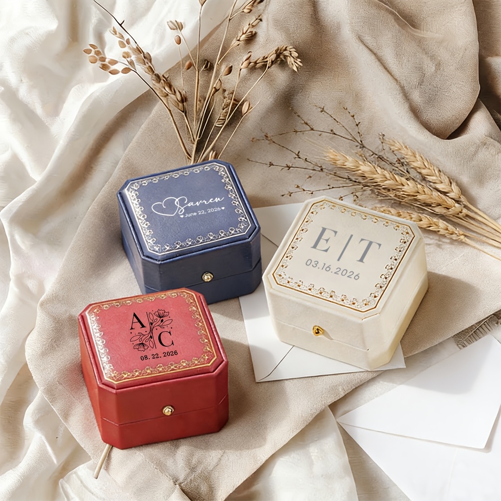 Personalized Wedding Ring Box with Velvet Lining