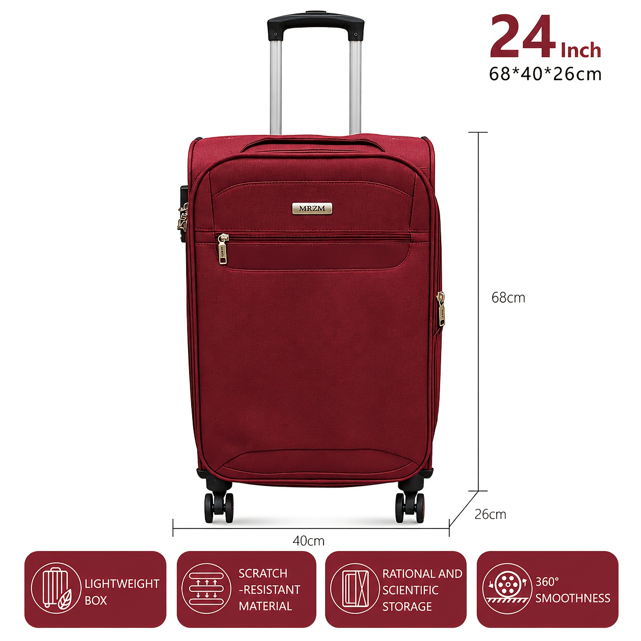 3 Sizes: 20/24/28 Inch Expandable Fabric Suitcase, Trolley Case, Carry-on Baggage Multi-functional Suitcase, Scratch-resistant And Wear-resistant, , Equipped With Universal Wheels (for )