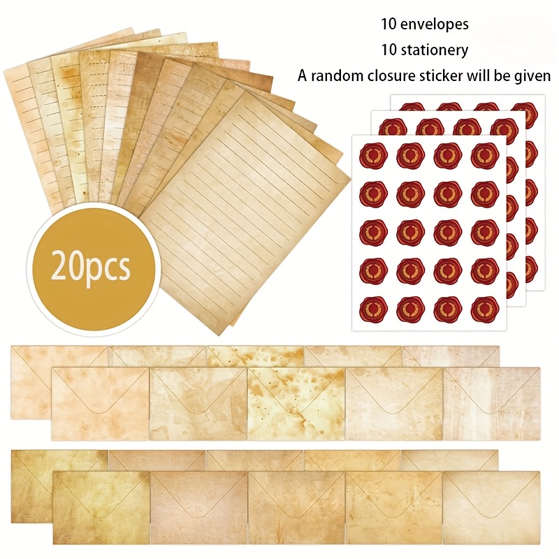 E-shop 20 Stück, minimalistisches A5 Horizontal Linien Handgeschriebenes Briefpapier Umschlag Set, enthaltend 10 Umschläge + 10 Briefpapiere, zufällig