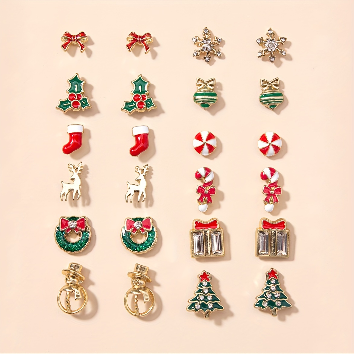 

Festive Christmas Earrings Set: 12 Pairs Of Adorable Holiday Jewelry Featuring Christmas Trees, Reindeer, Snowmen, And More - Perfect For Everyday Wear Or As A Gift For Christmas