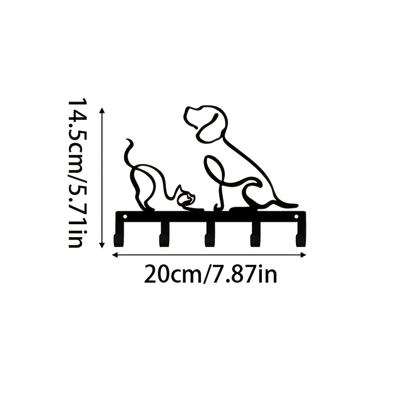 TEMU Minimalist Line Cat And Dog Iron Key Hook Wall-mounted Entryway Key Storage Rack Pet Cat And Dog Wall Decoration Rack, Ideal For Hanging Keys,