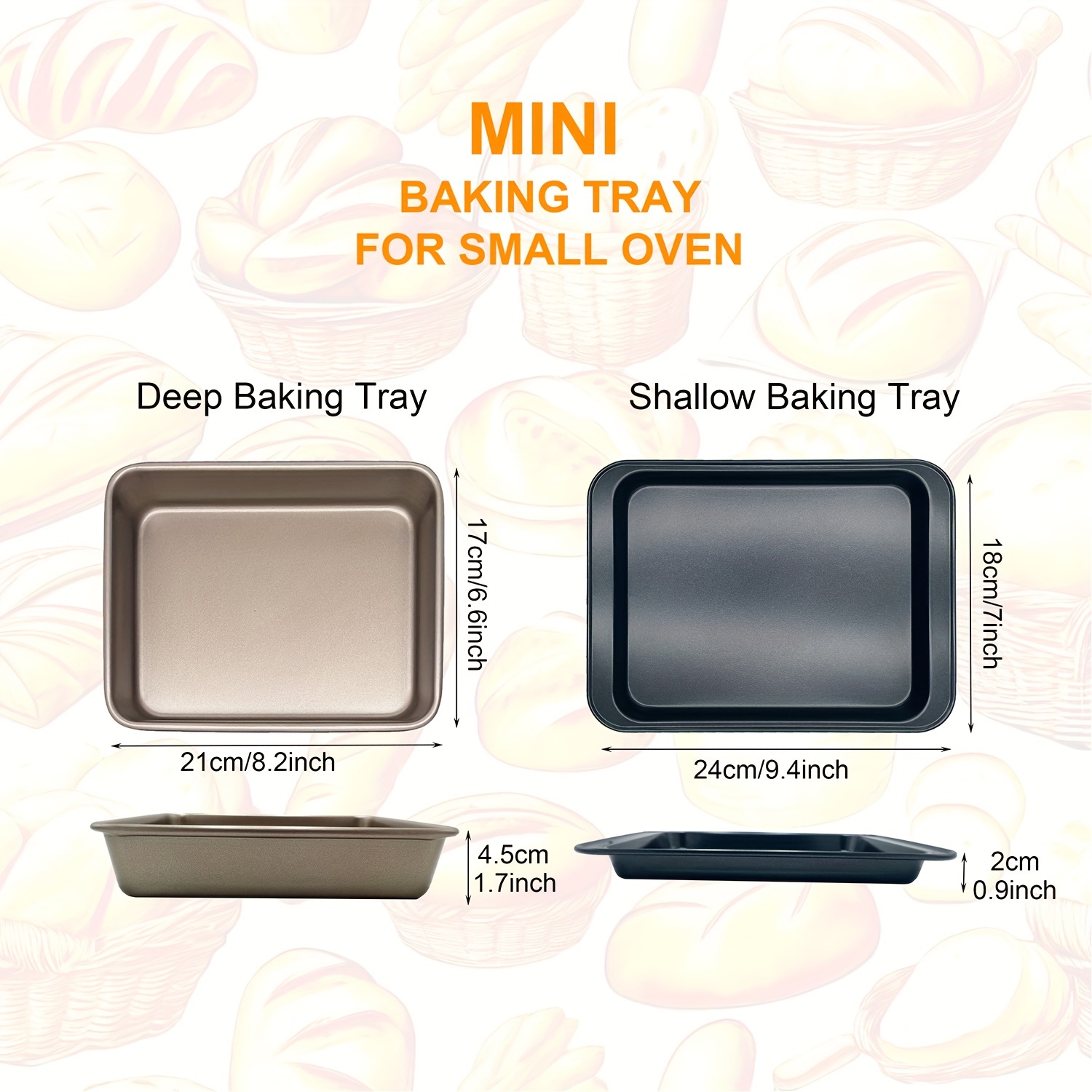 

1pc, Non-stick Rectangular Mini Baking Tray For Small Ovens, Deep/ Shallow Bakeware Pan For Even Baking, Kitchen Supplies