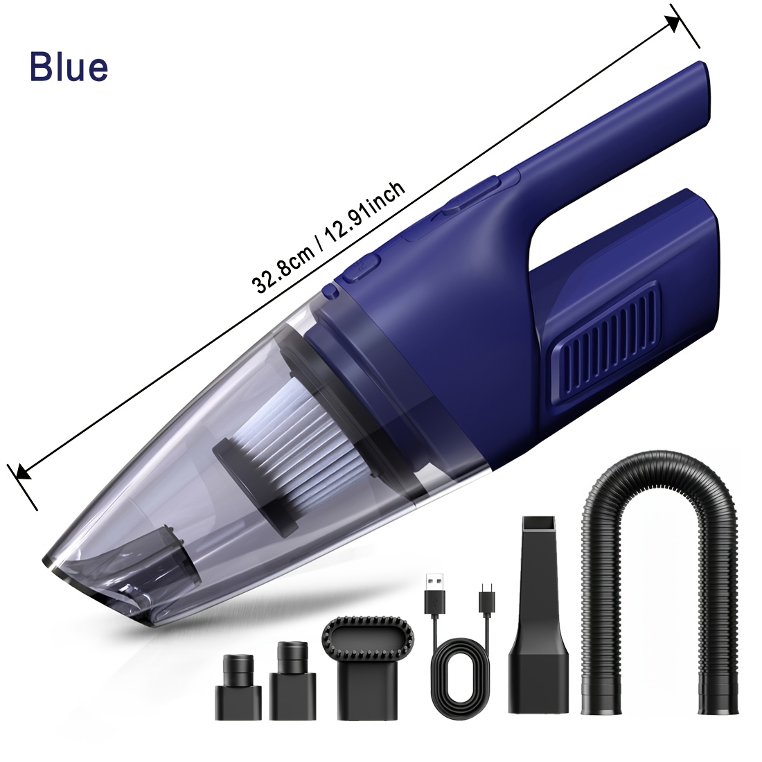 TEMU Car Vacuum Cleaner, Featuring A Powerful 6000pa Suction, Is A Portable And Rechargeable Handheld Device Ideal For Cleaning Car Interiors, Home