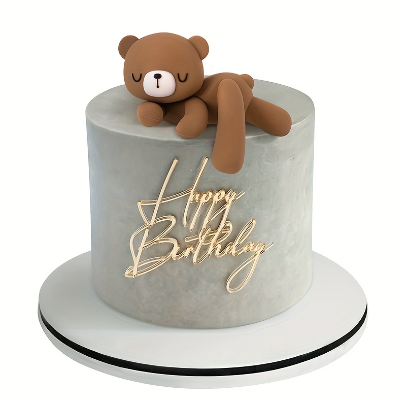 

Teddy Bear Cake Topper Decoration, 1 Piece, Versatile Plastic/resin Teddy For Birthday, Wedding, Anniversary Celebrations - Durable, Non-edible, Electricity-free, Featherless, Universal Holiday Decor