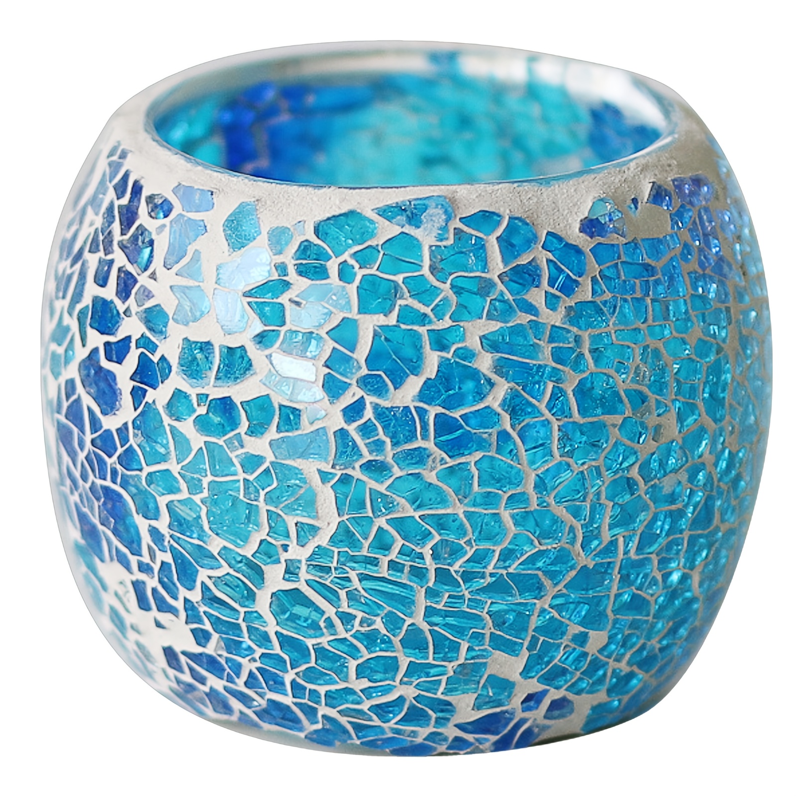 TEMU 1pc Zhaohai Powder-coated Mosaic Votive Candle Holder - Powder-coated Bowl With Tea Light Holders, Romantic Table Centerpiece For Weddings,