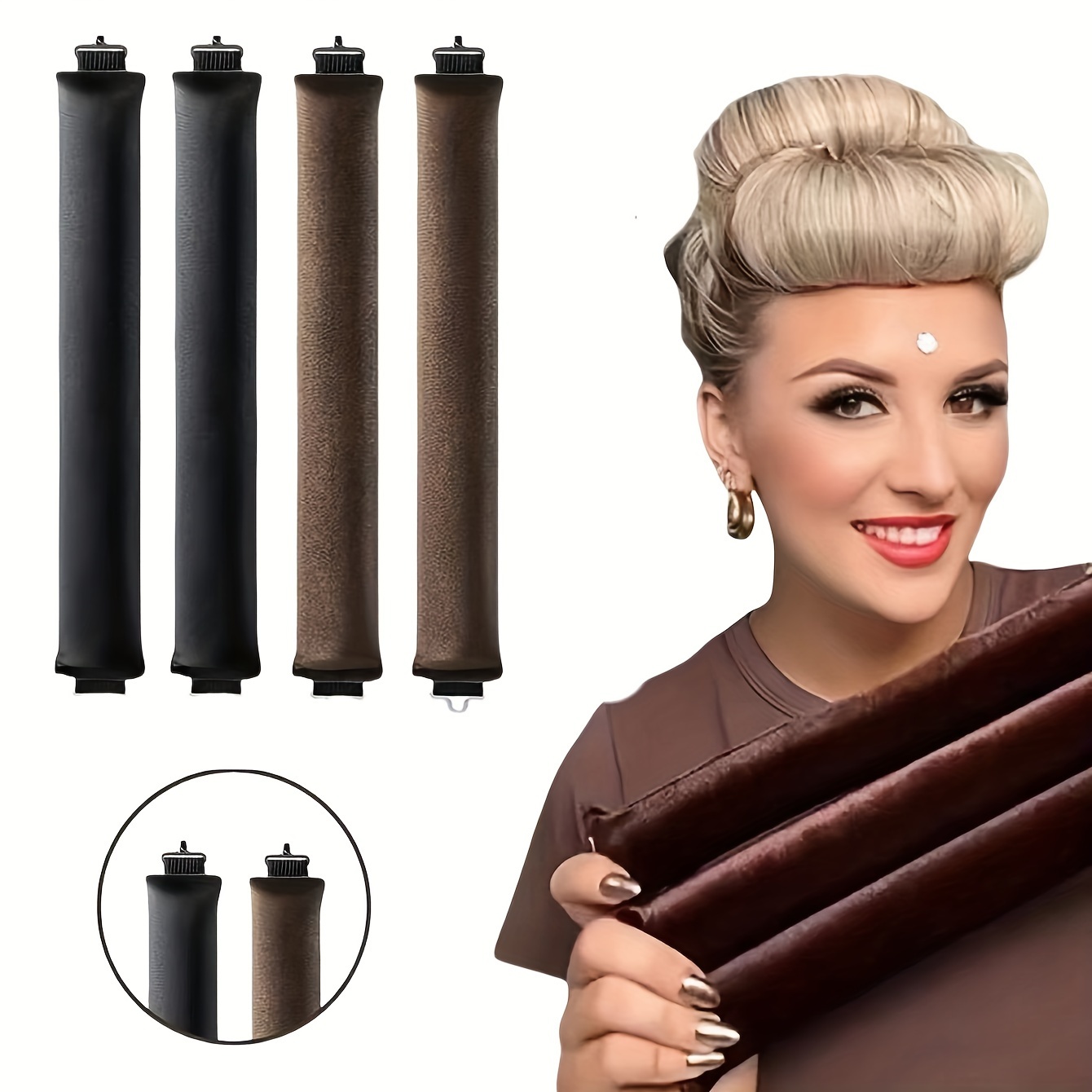 

2pcs Thickened Heatless Curler, Adult Size, , Pattern, -in Tool, , / Diy Hairstyling / Enthusiasts