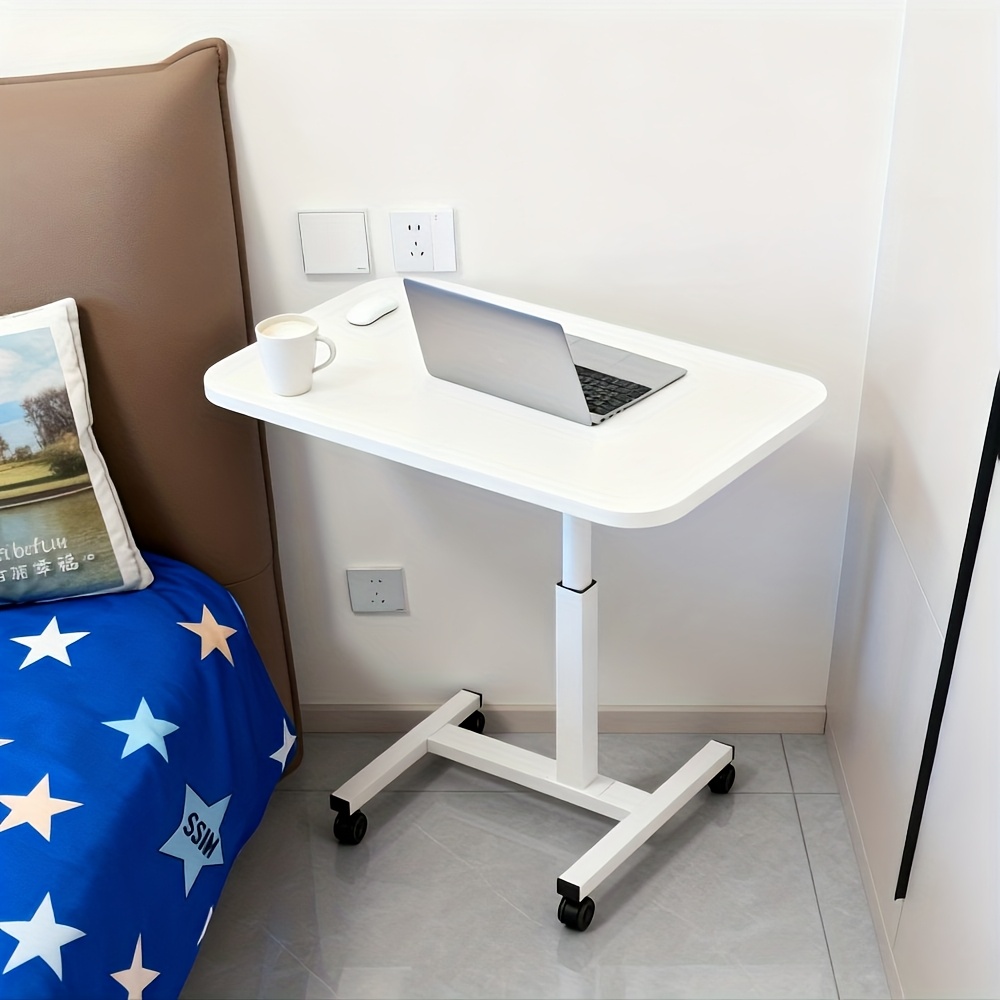 adjustable bedside table with wheels portable laptop stand that bed table for sofa beds and laptop support in white Product details 1