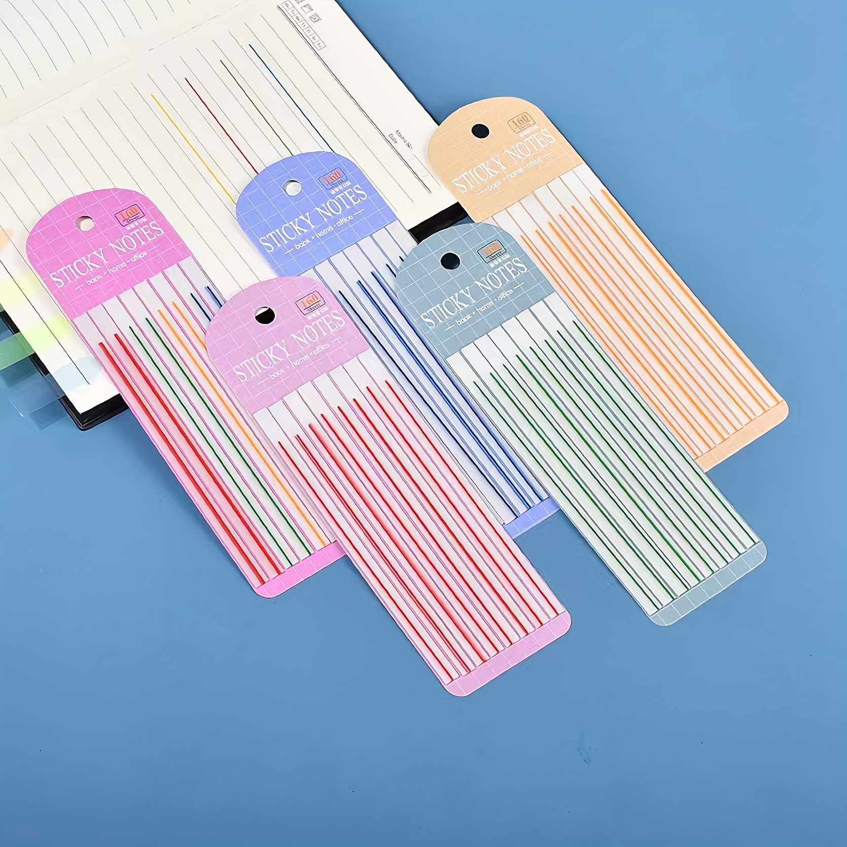 TEMU 5pcs Set Of Transparent Pet Long Strip Highlighting Sticky Notes, Student Transparent Colored Highlighting Markers, Reusable Fluorescent Index