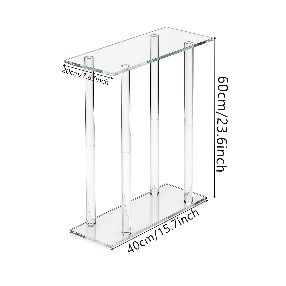 TEMU Narrow Console Table, 15.7-inch Small Entryway Foyer Table, Two-tier Acrylic Sofa Table With Storage, Slim Console Table Suitable For , ,