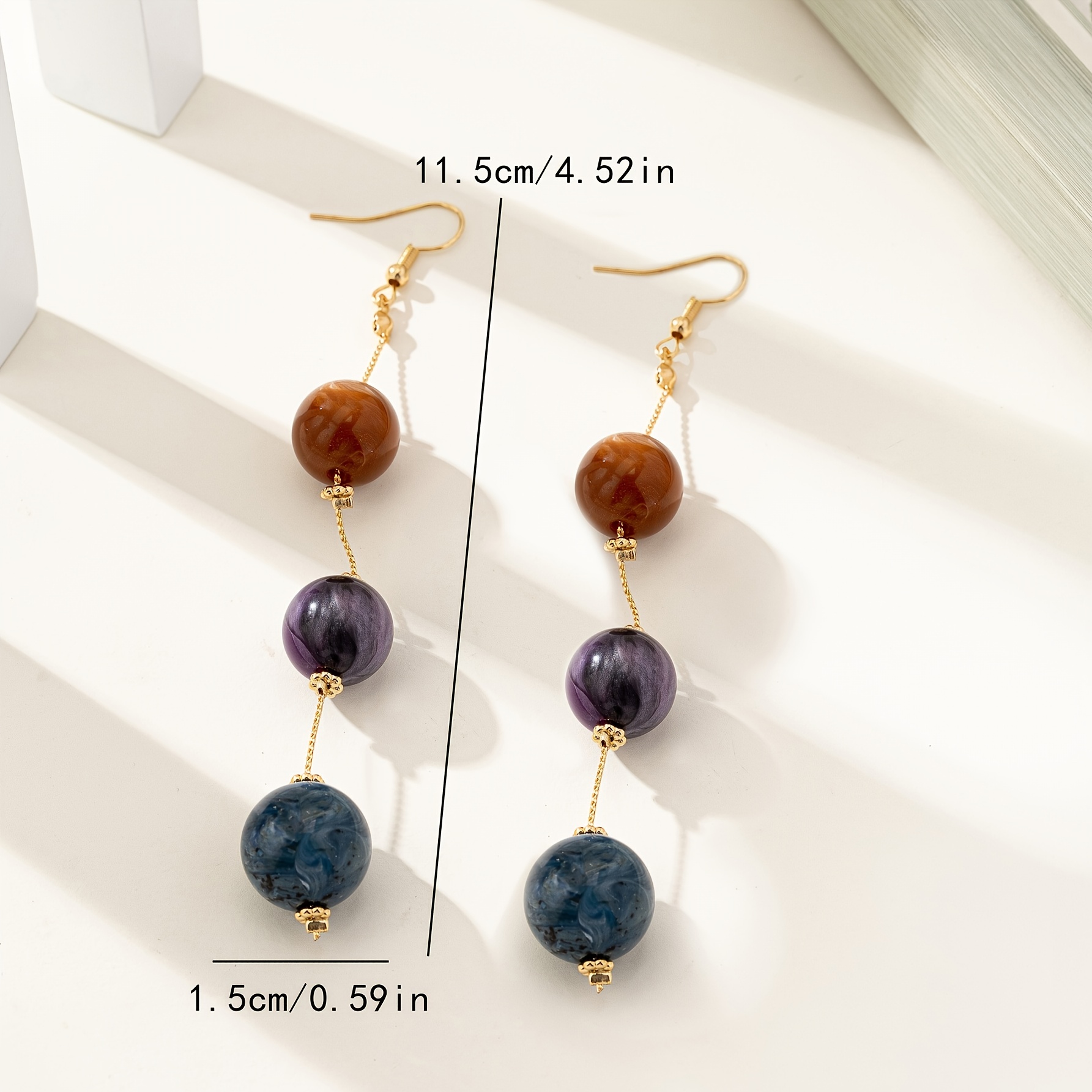 Casual Style Elegant Retro Resin Round Bead Earrings for Women