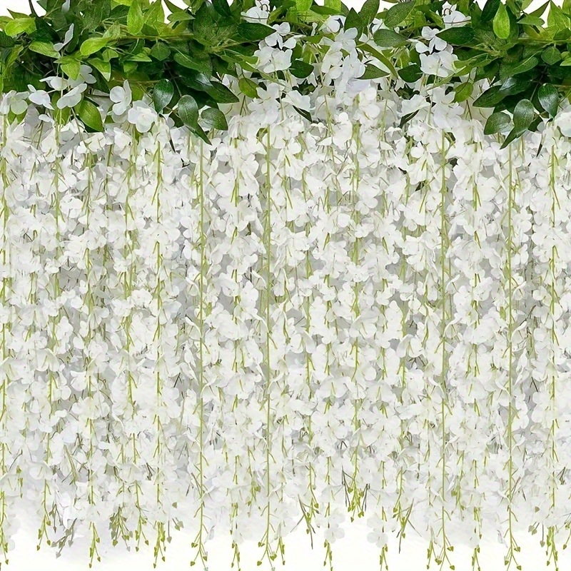 

13 Strings, Artificial White Wisteria Hanging Flowers - Very Suitable For Weddings, Parties And Home Decoration