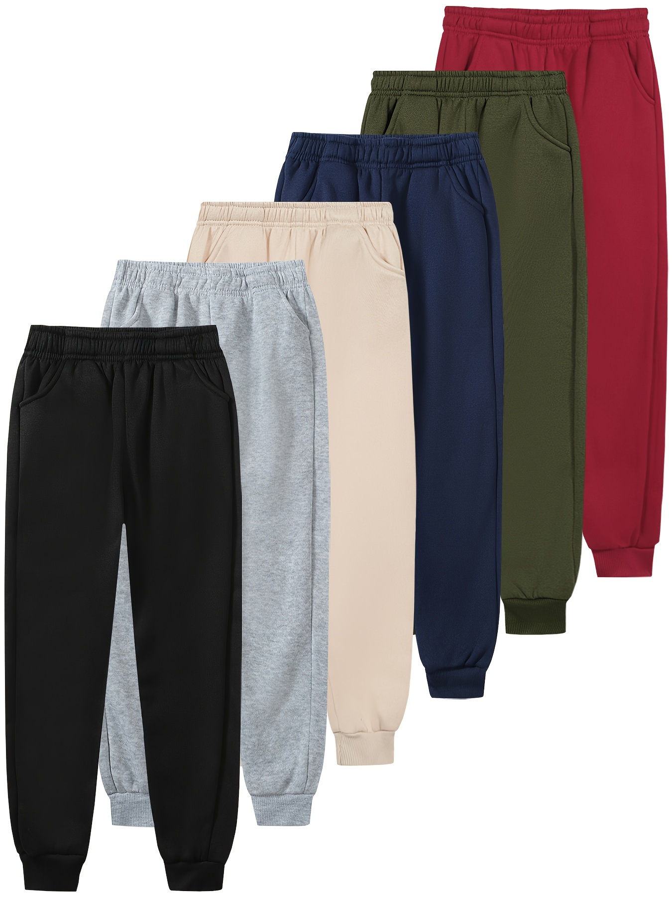 boys' solid color casual jogger pants pockets 100% polyester
