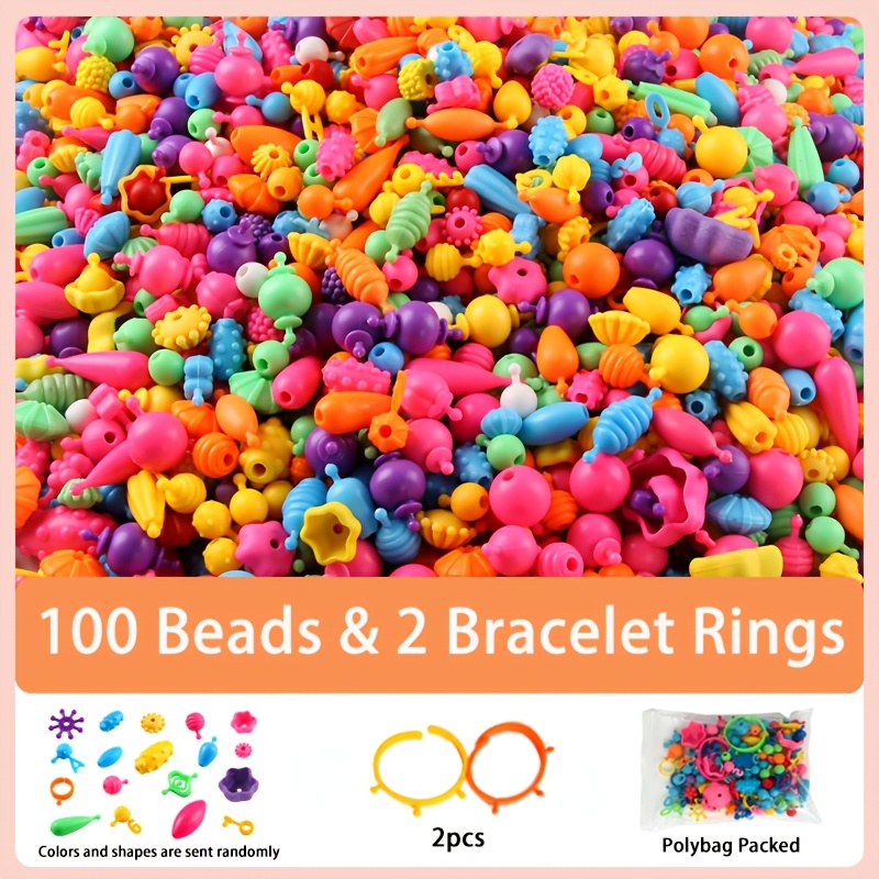 TEMU 102pcs/183pcs Bagged Building Block Toy Set, No-string Bead Toy For Boys And Girls, Random Colors And Shapes, Toy, Bracelets, Headbands, Diy
