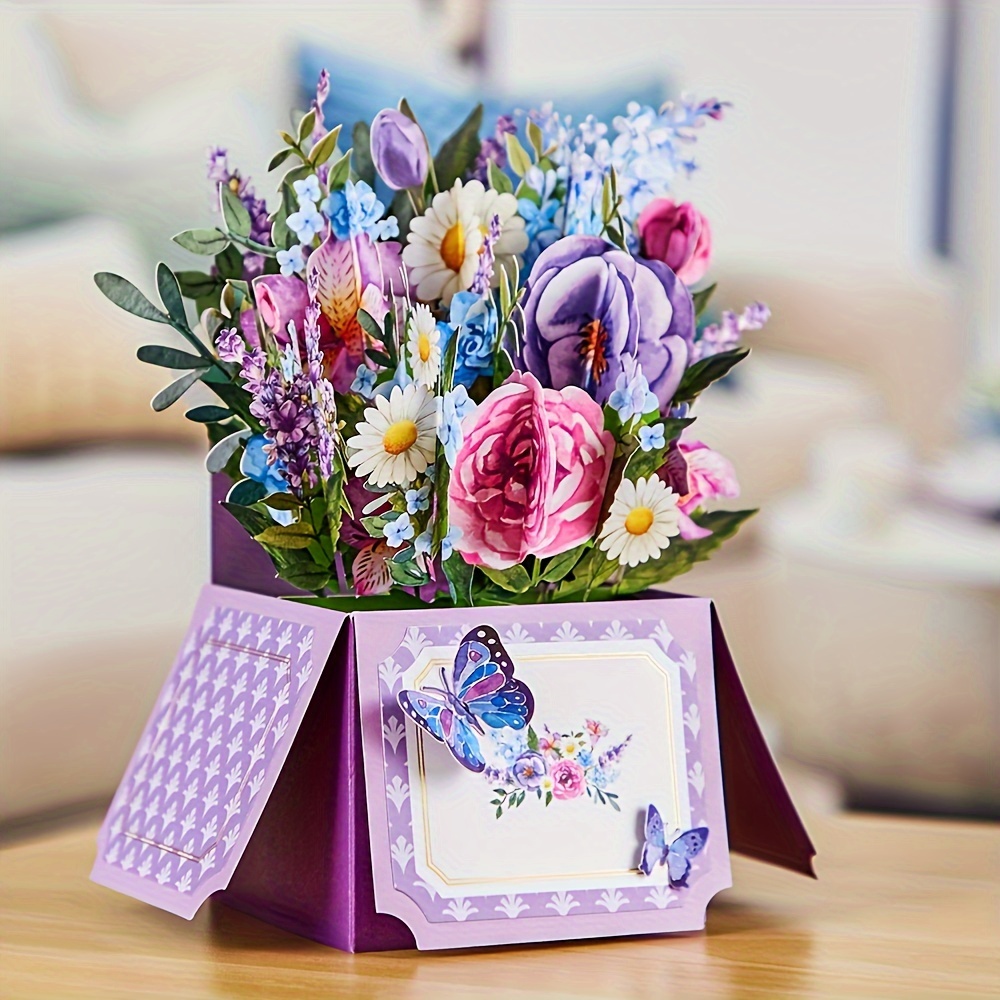 

1pc 3d Stereoscopic Flower Box Greeting Card, Flower Greeting Card, Valentine's Day, Mother's Day, Wedding Anniversary, Birthday, Thanksgiving, Party And Other Small Gifts