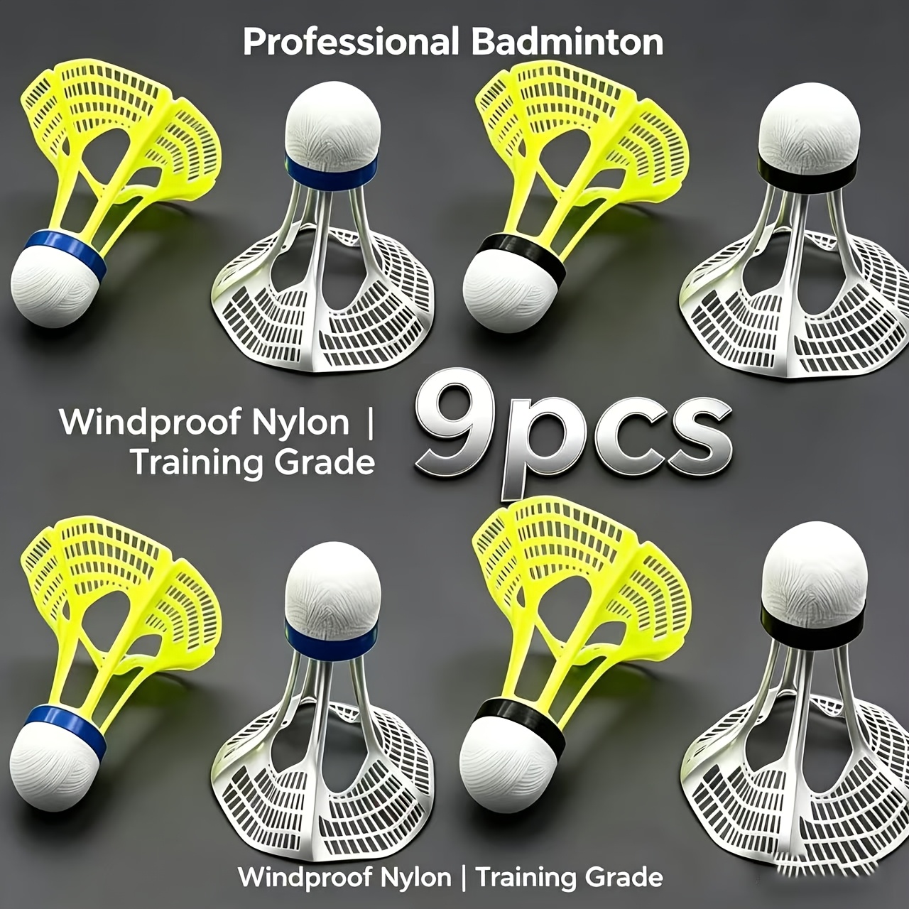 E-shop 9 Stück windfeste Federbälle, Nylon-Material, langlebig winddicht, geeignet für Badminton-Training Sport im Freien