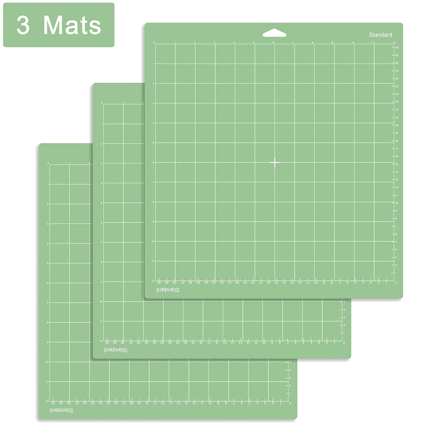 Image of 3pcs Green Pvc Adhesive Cutting Mats For Maker 3/ 3/one/air 2/air - 12x12in Durable & Easy-to- With & Measurement Markers, Ideal Cutting Tasks, Air Cutting Mat | Grid Pattern Mat | Durable Pvc Mat