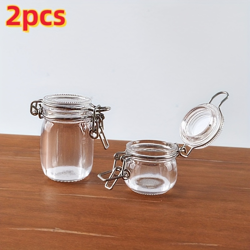 Image of 2pcs 6-part Dollhouse Miniature Transparent Storage Jars, Simulated Scene Plastic Bottle Sealed Storage Tank Model