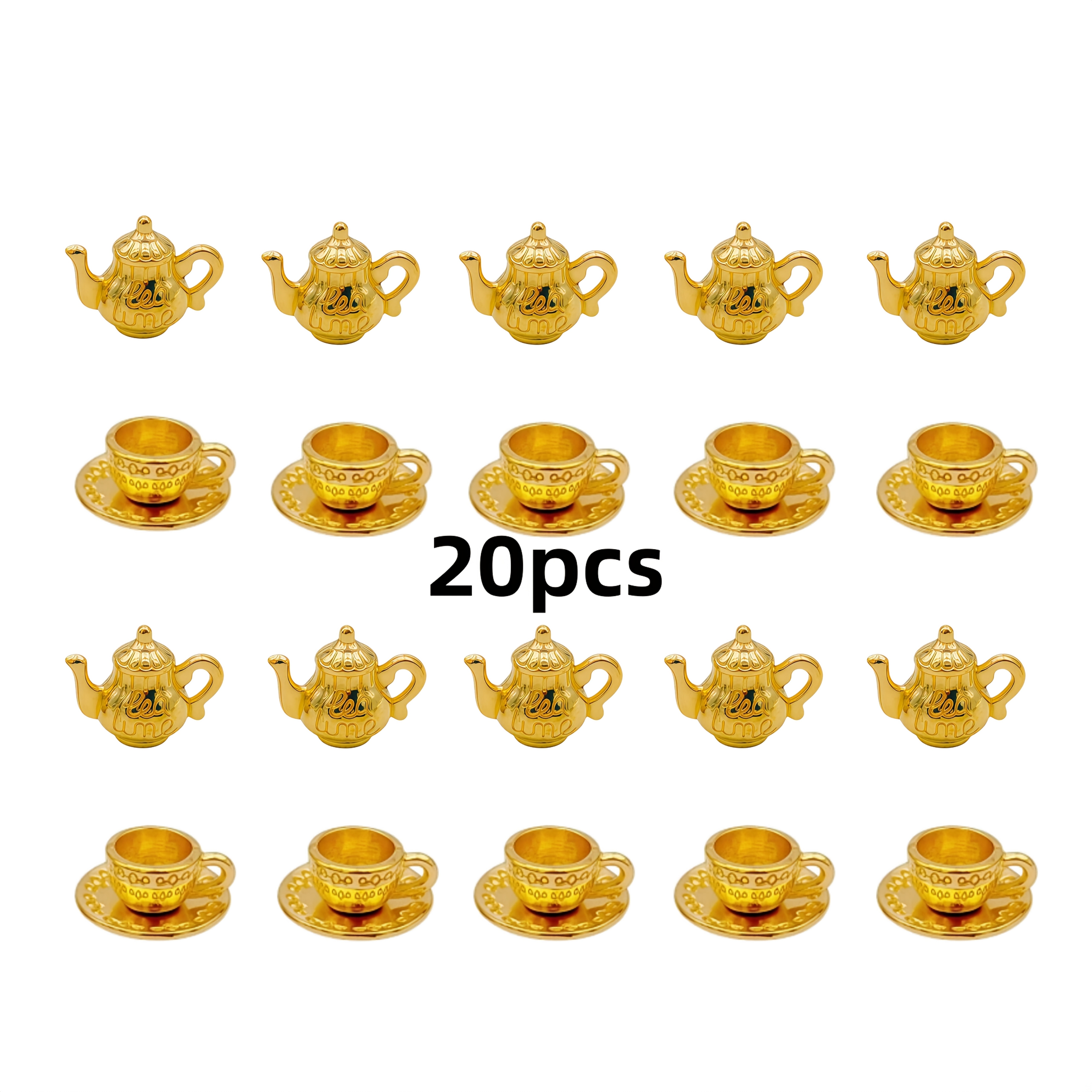 TEMU 20pcs Vintage Bohemian Style Tea Pot And Cup Pendant, Alloy Jewelry Accessories, Diy Lifestyle Handmade Crafts, Suitable For Holiday Party