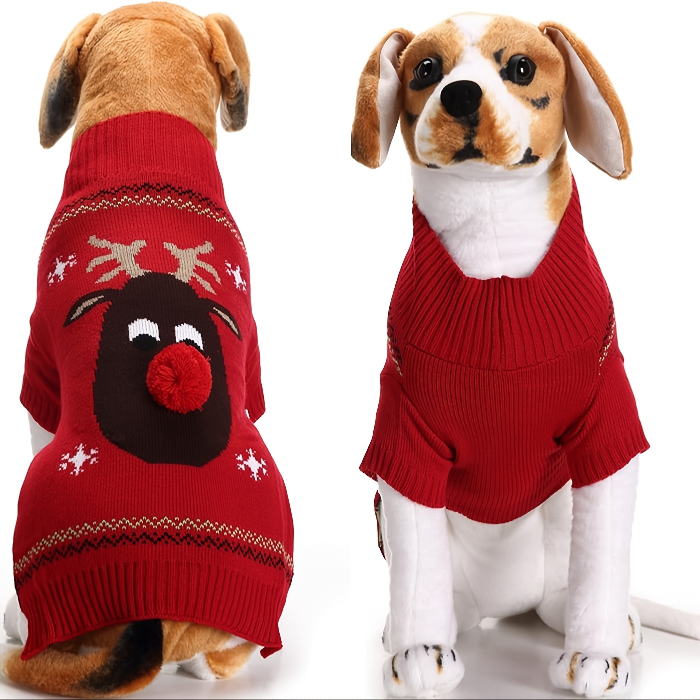 

Doggyzstyle Red Christmas Reindeer Knit Dog Sweater - Acrylic Pullover Pet Jumper For All Breeds, Machine Washable, Cozy Winter And Autumn Apparel For Small To Large Dogs, Ideal Christmas Gift