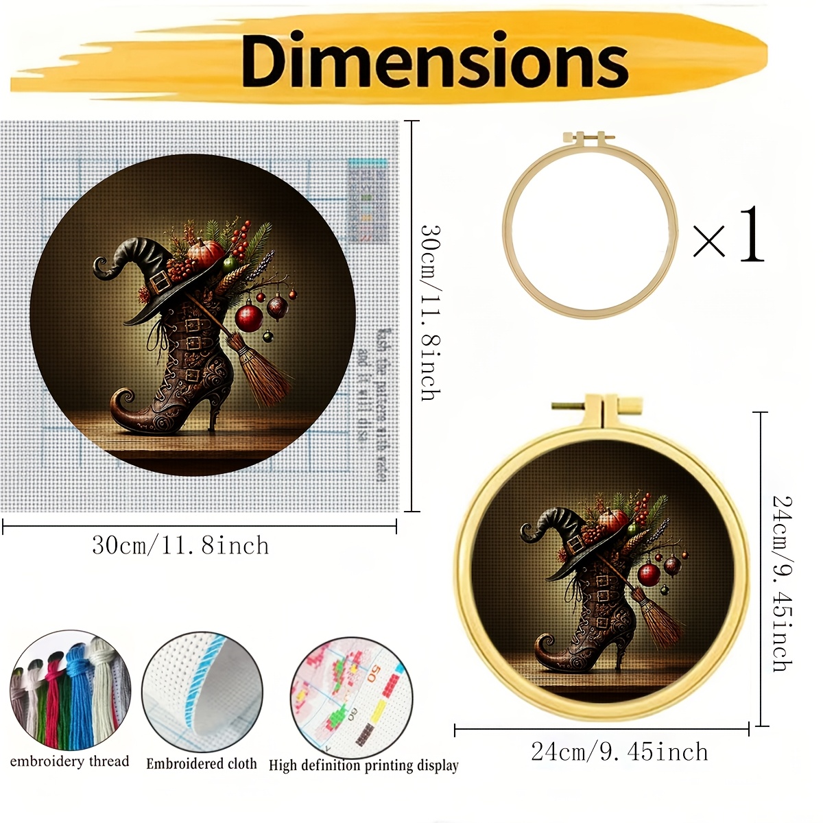 Round DIY Cross-Stitch Printed Kit with High Heels Design