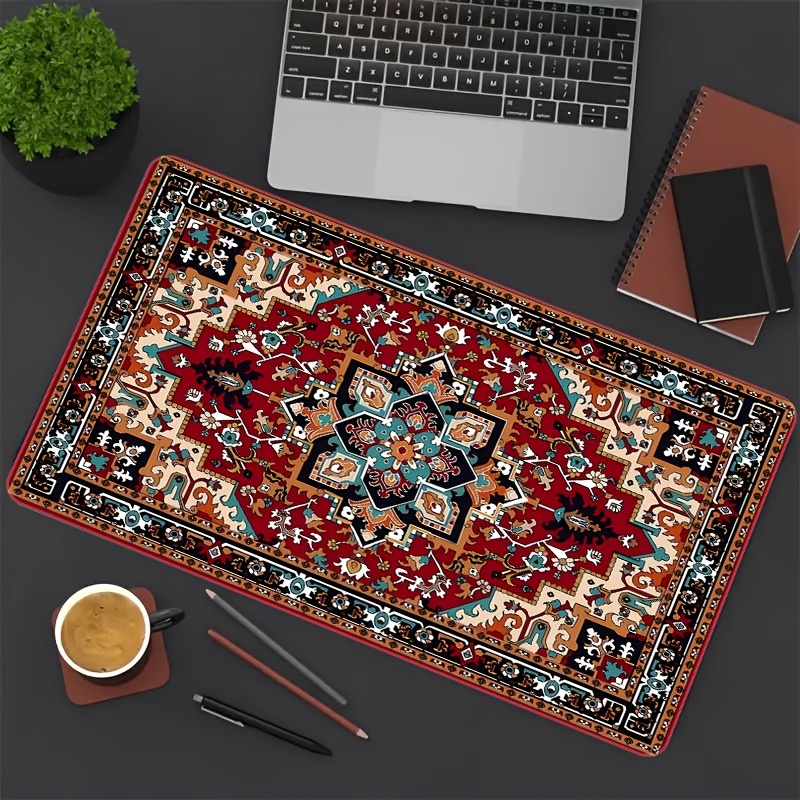 

Style Oversized Gaming Mousepad - Vintage Persian Rug Design With Floral , Non-slip Rubber Base & For Durability - Perfect Desk Accessory And Gift For And Professionals