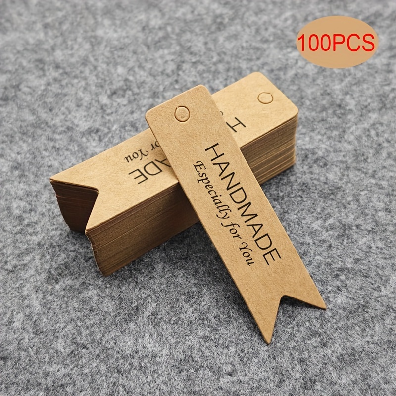Image of 100pcs Of Handcrafted Gift Tags Made From Paper, Featuring 'handmade For You', Perfect For Arts And Crafts, Birthdays, Parties, Holidays, Or Special Occasions