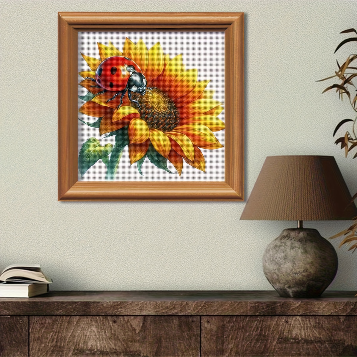 TEMU 1 Set - Sunflower Themed Cross- Painting Kit, Diy High-quality Needlework Embroidery, 11ct Cross- Embroidery Painting Decorative Craft, Vibrant