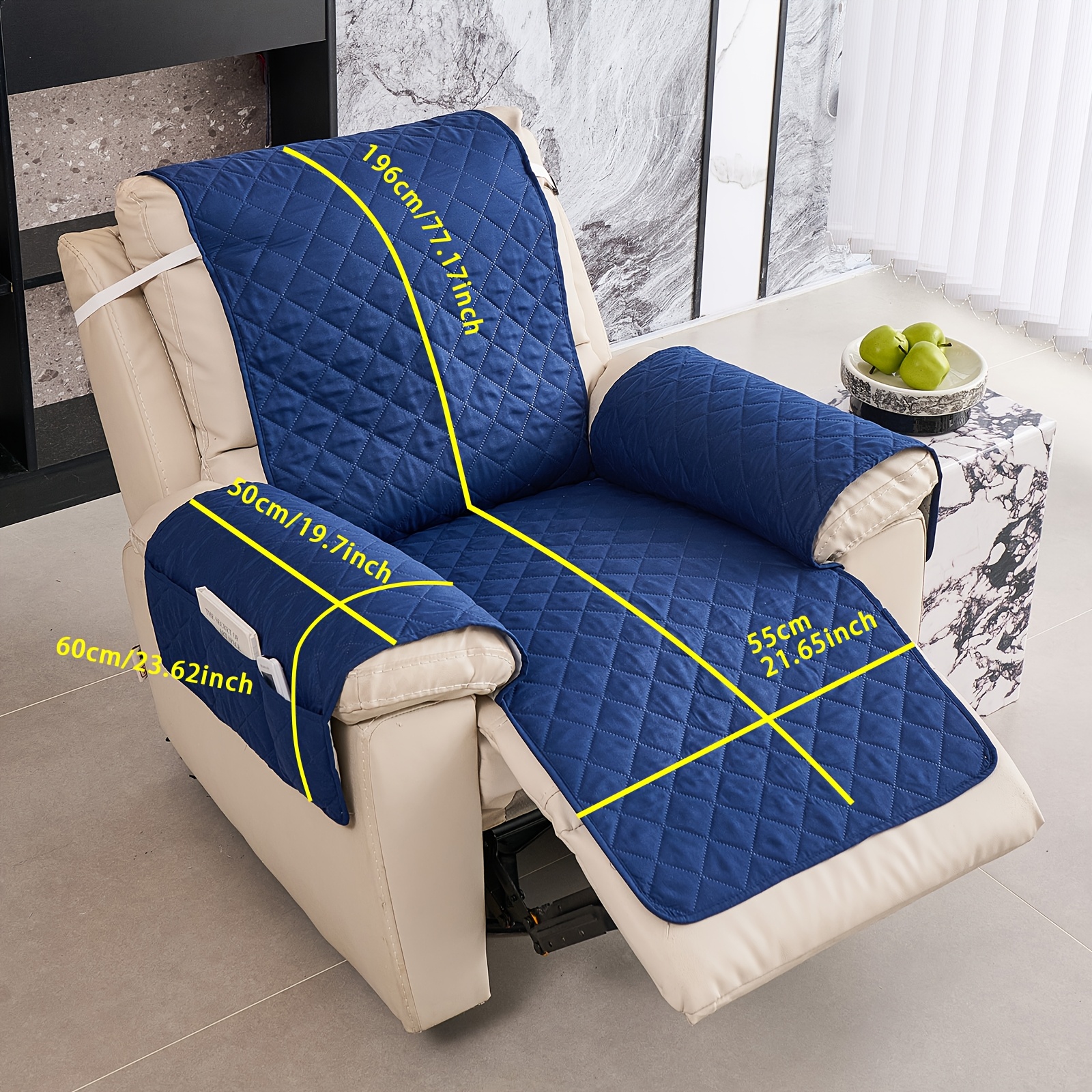 TEMU 1pc Easy Style Sofa Cover With Ultrasound ; Sofa Cover With Plaid Pattern; With Bandage; With Pocket; Washable Sofa Cover Living Room Furniture
