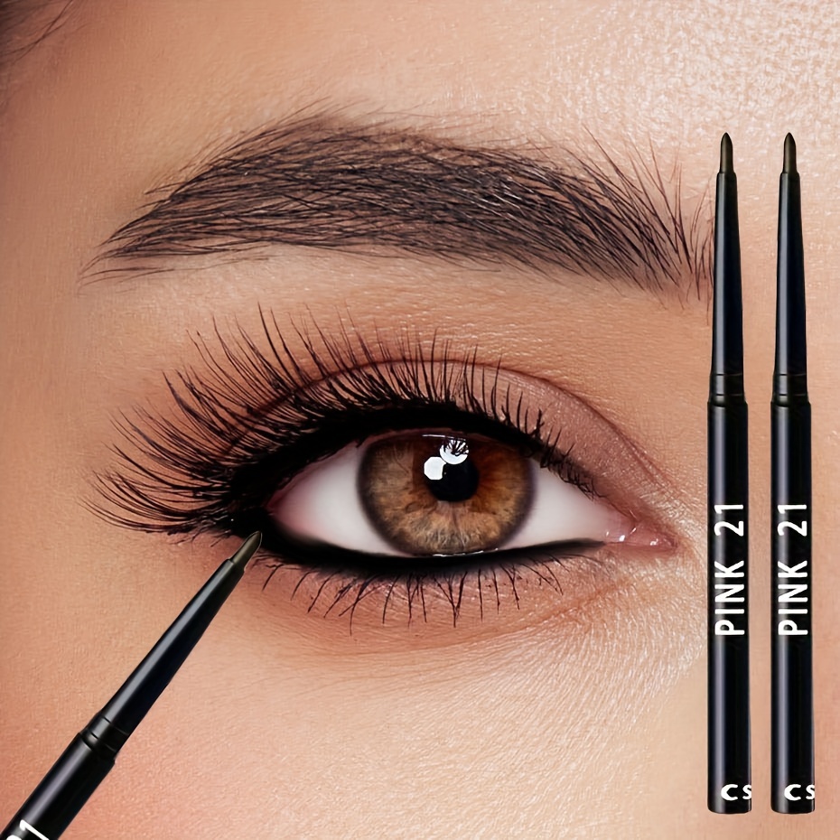 2pcs Waterproof And Sweat-proof Black Eyeliner Pencils - Long-lasting For Eye Makeup, Formula For Perfect Wings