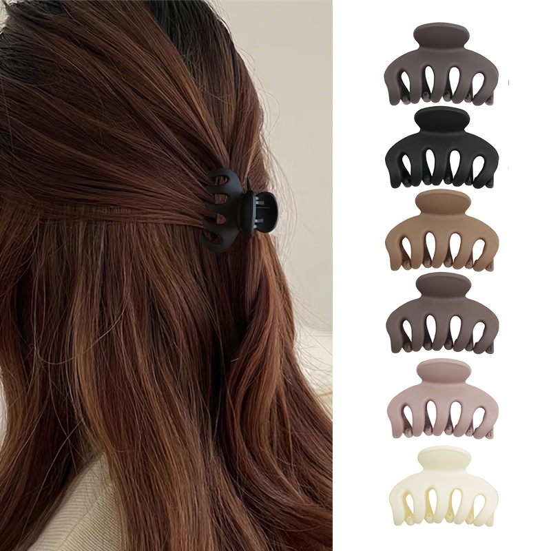 TEMU 6 Piezas de Pinzas para el Cabello de Calabaza Mate Simple de 4 cm, Accesorios para el Cabello Versátiles y Casuales para de Caballo Media-,