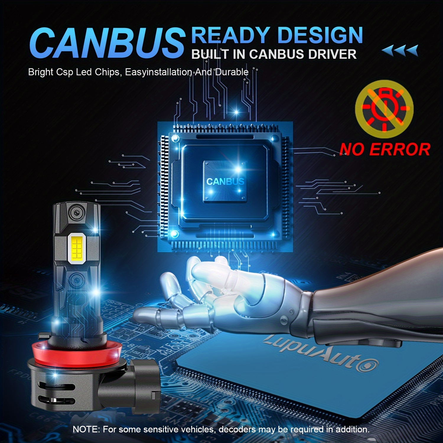 CANBUS - 2 luces LED para coche, 30000 lm, 100 W, H4, para lámpara de  coche, bombillas turbo para auto, 6000 K súper brillante blanco frío, 9005