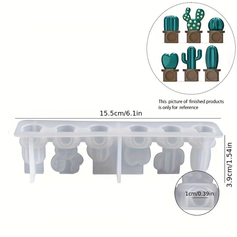 Image of Cactus Resin Molds Plant Silicone Moluds Fridge Magnet Molds Epoxy Casting Molds For Cute Home Decorative Jewelry Making Supplies Home Decor Gift ( Mold)