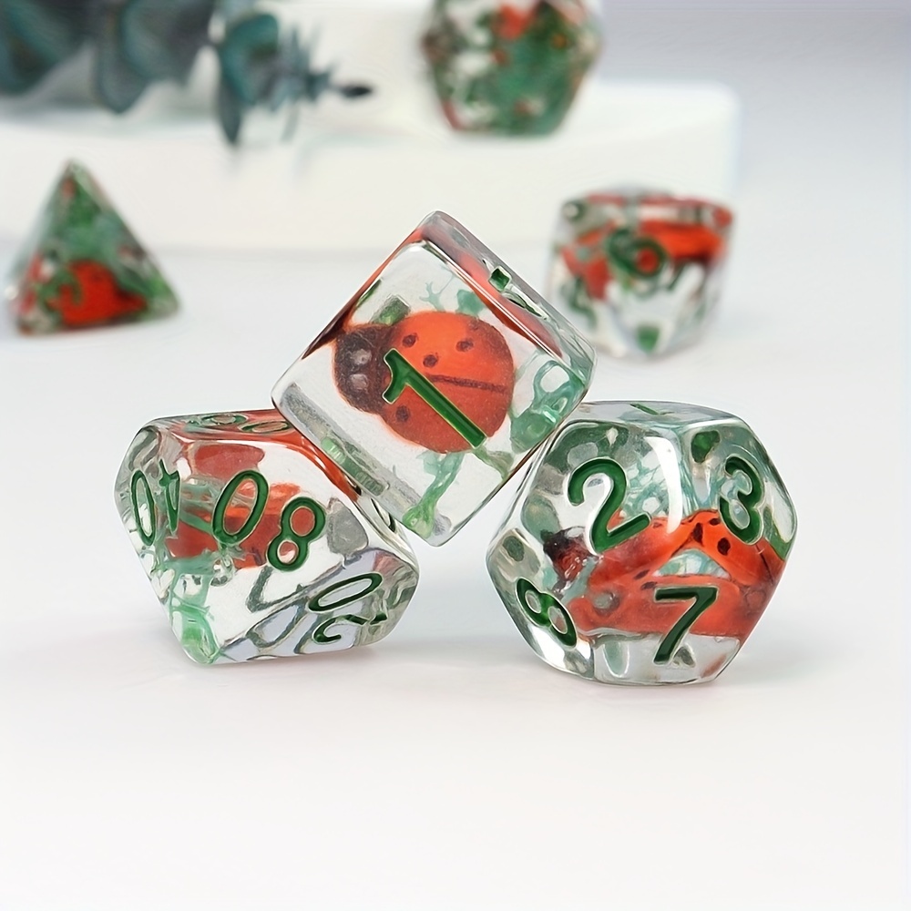 7pcs Board Game Resin Dice with Embedded Cartoon Objects