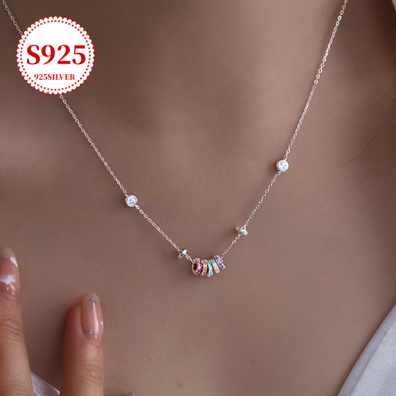 Rainbow Circle Clavicle Chain Necklace for Women