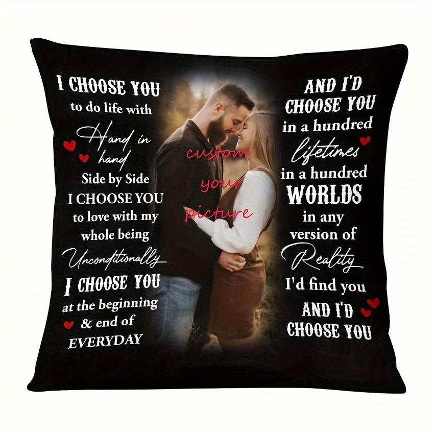 

1pc Single-sided Printing Super Soft Short Plush Throw Pillow 18x41 Inch I Choose You Couple Photo Pillow Custom Personalized Gifts (no Pillow Core)