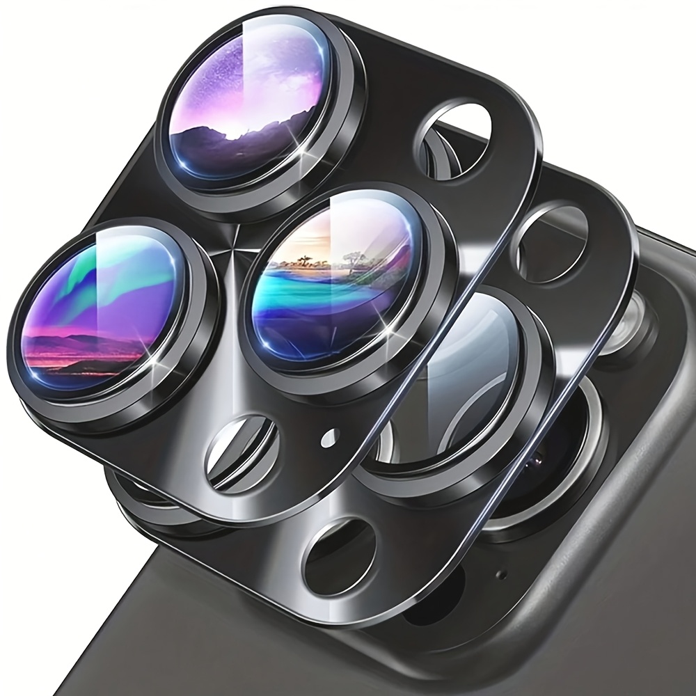 2 kompletov, črna integrirana oklepna kovinska steklena kamere zaščitna folija za zaslon, primerna za for iphone 16/16 Plus/16 Pro/16 Pro