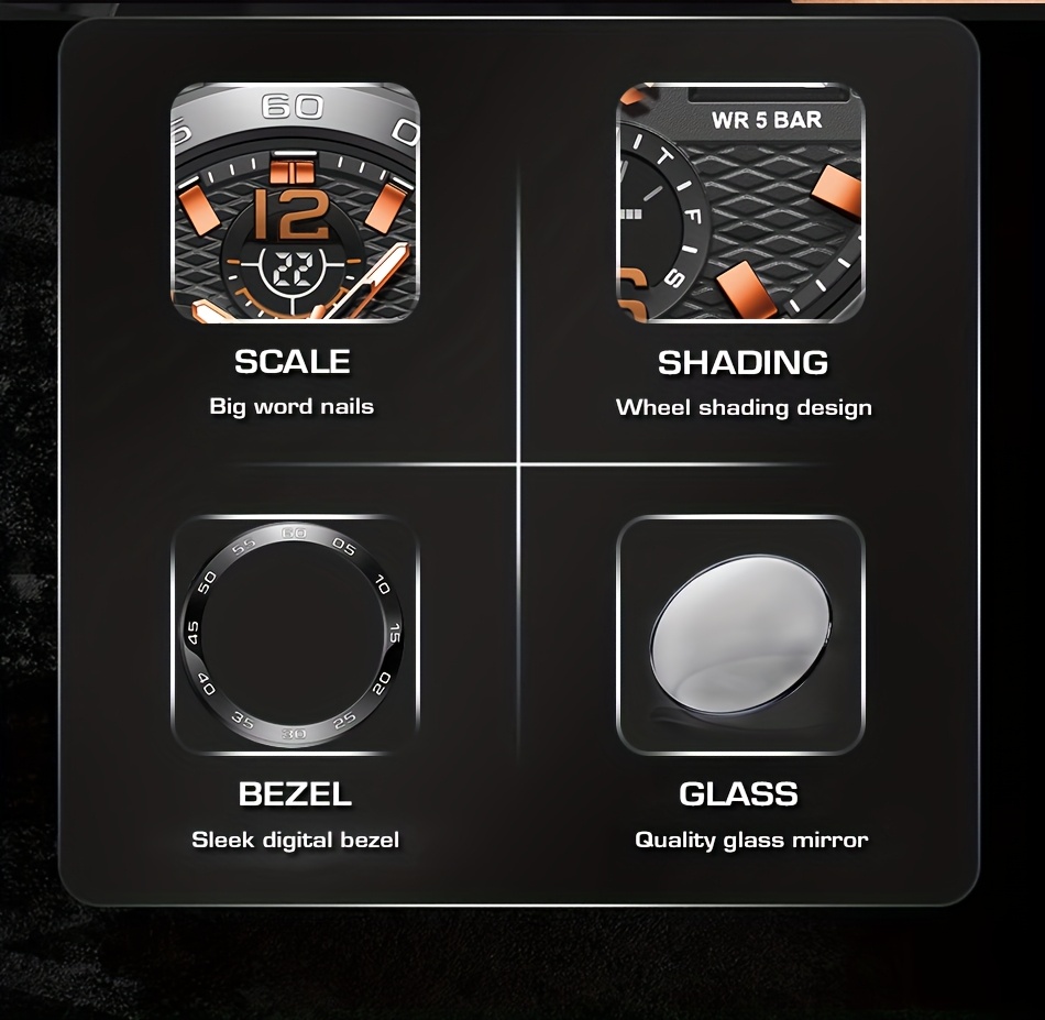 LIGE Men's Sport Watch with Stopwatch, Dual Display (Digital/Analog), Alarm, Date, IP68 High Quality, Quartz Movement, Black - Durable Design for Active Lifestyles, Outdoor Timepiece, Sleek Strap Watch, Robust Appearance