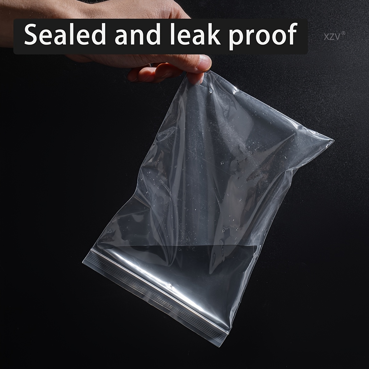 100 Transparent Self-Sealing Plastic Bags with Tight-Locked Edges