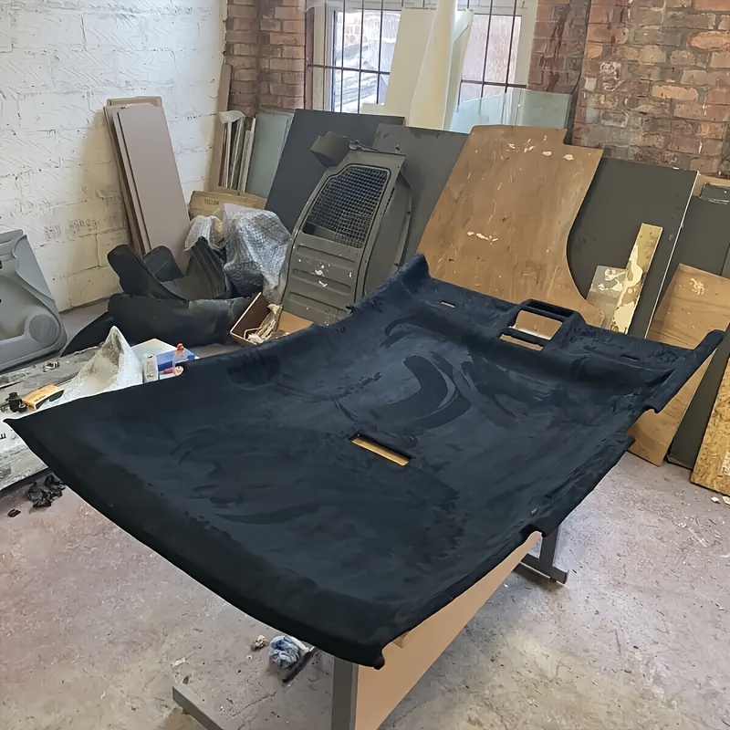 TEMU Black Lining Fabric With Foam Backing, 98"w X 60"l Upholstery, Interior Replacement Material, Universal Suitable For Car/truck/suv/rv Interiors,