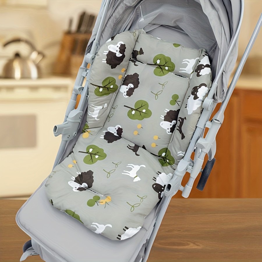 

Plush Gray High Chair Cushion For - Soft, , And Cozy Stroller Pad With Sheep & Leaf Design, Breathable Polyester, , Ideal For Dining Chairs